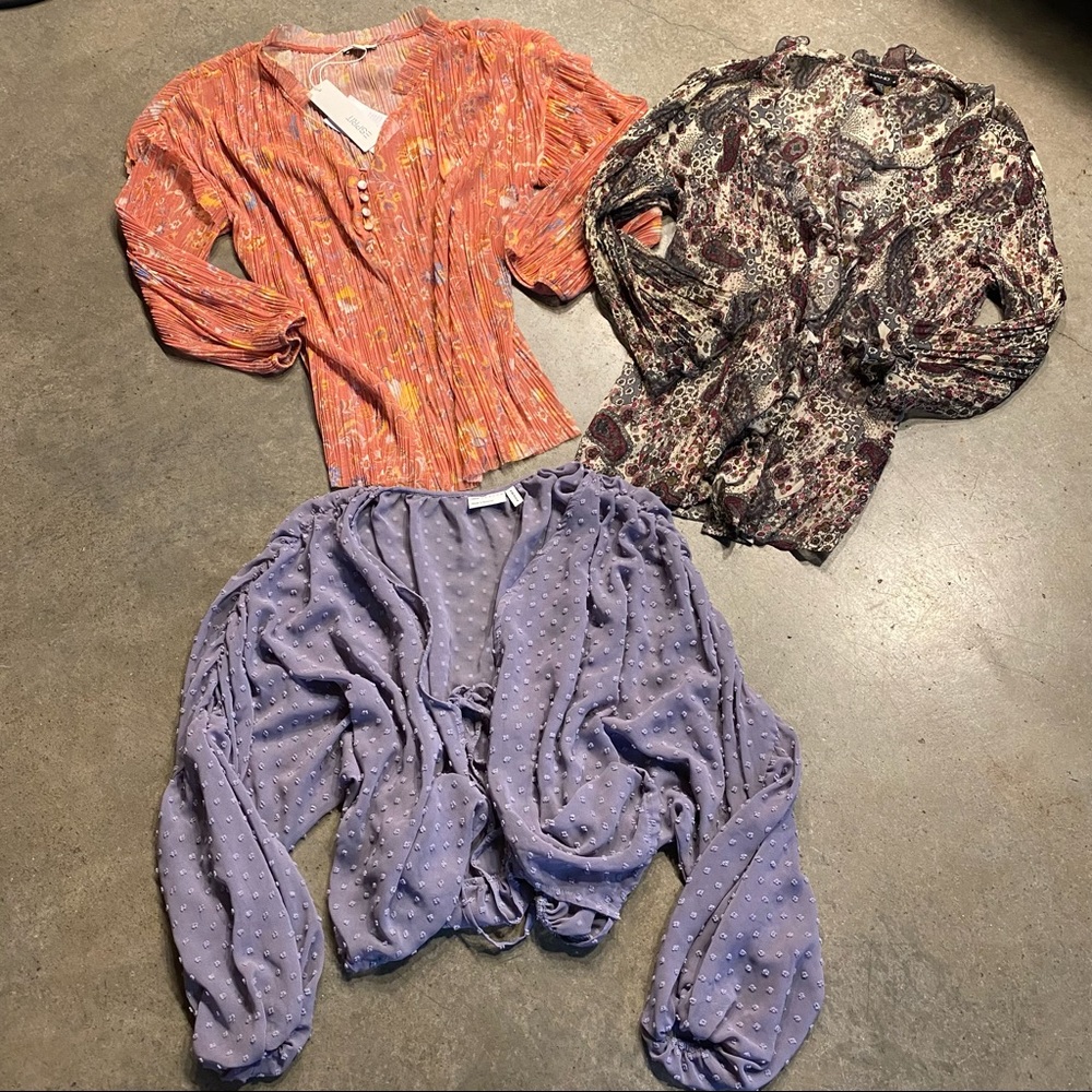 Bundle of Three (3) Funky Sheer Blouses!! Assorted sizes/colors #JC6